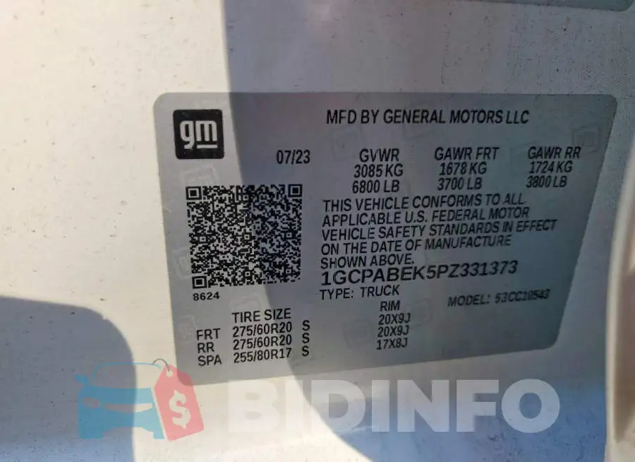 1GCPABEK5PZ331373 Photo# 12