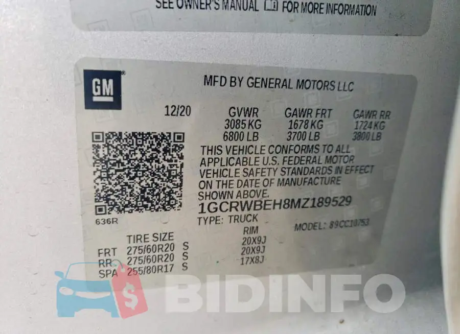 1GCRWBEH8MZ189529 Photo# 12