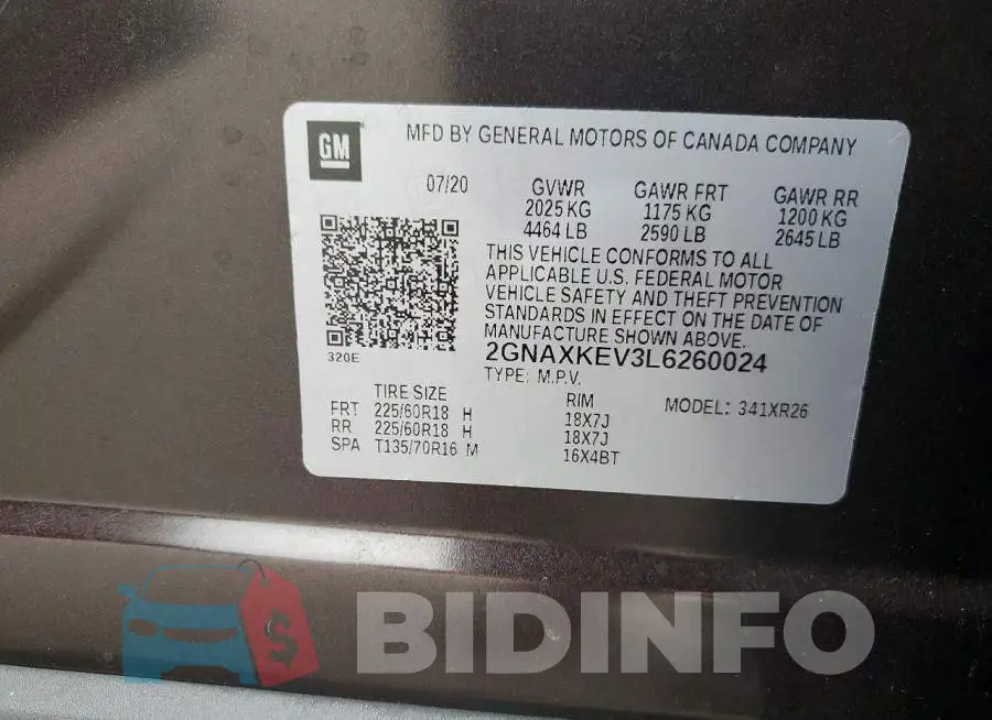 2GNAXKEV3L6260024 Photo# 10