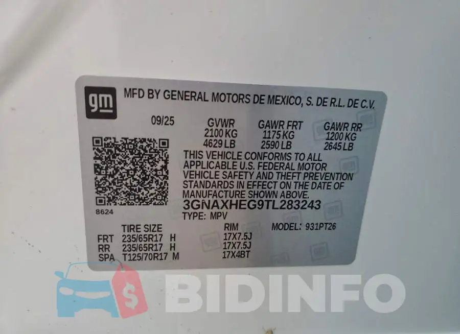 3GNAXHEG9TL283243 Photo# 14