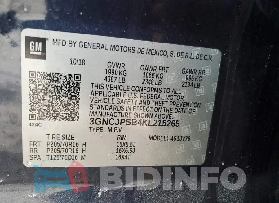 3GNCJPSB4KL215265 Photo# 12