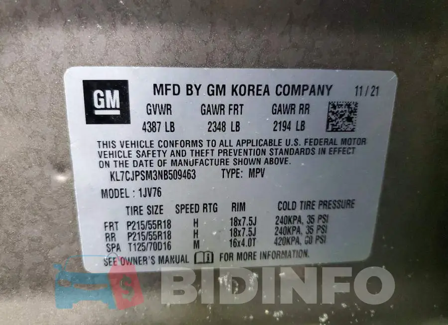 KL7CJPSM3NB509463 Photo# 13