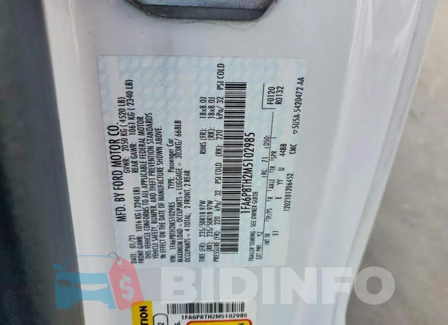 1FA6P8TH2M5102985 Photo# 12