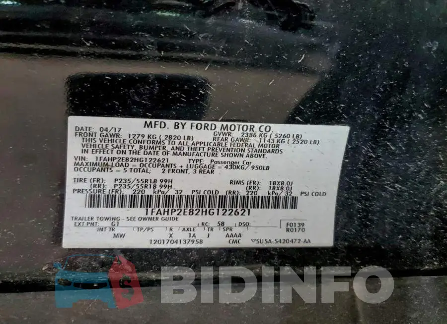 1FAHP2E82HG122621 Photo# 13