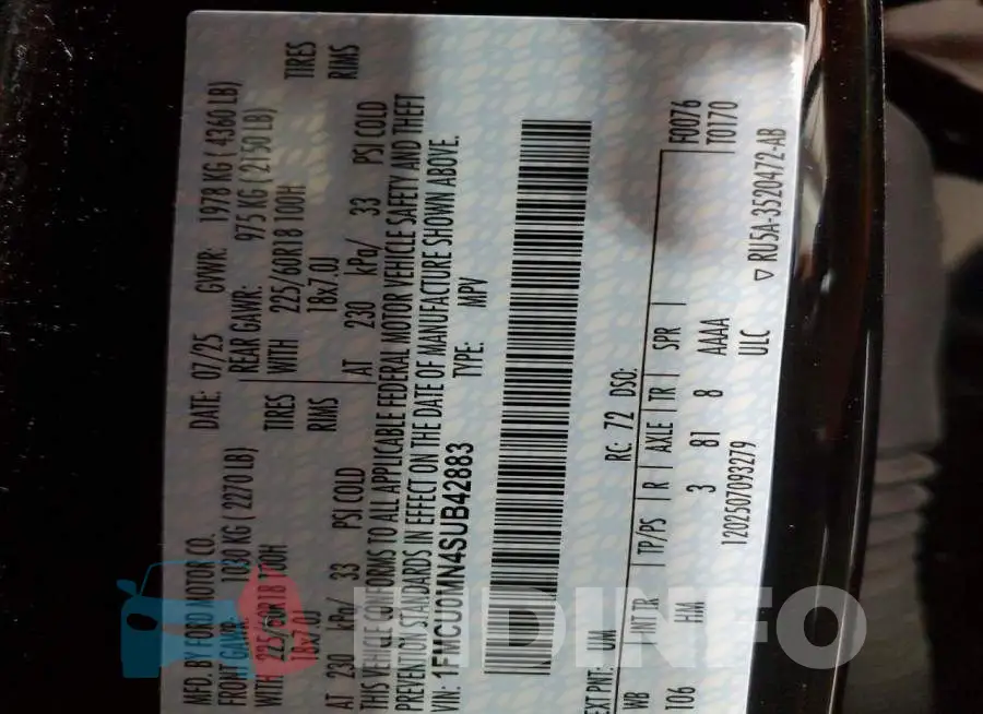 1FMCU0MN4SUB42883 Photo# 14