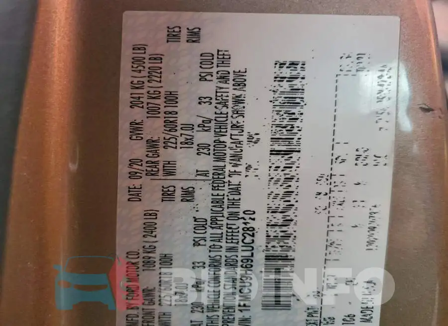 1FMCU9H69LUC28120 Photo# 14