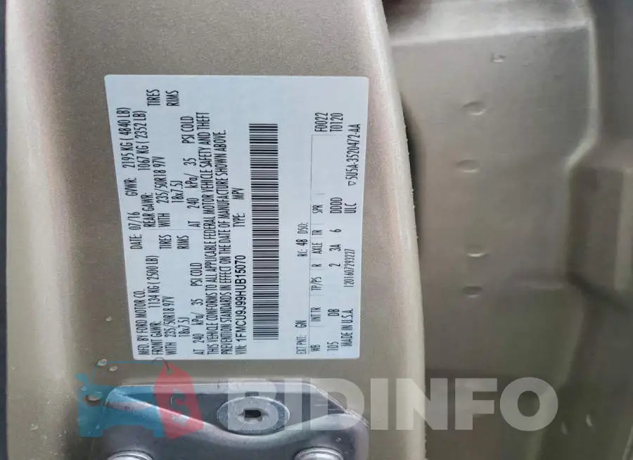 1FMCU9J99HUB15070 Photo# 14