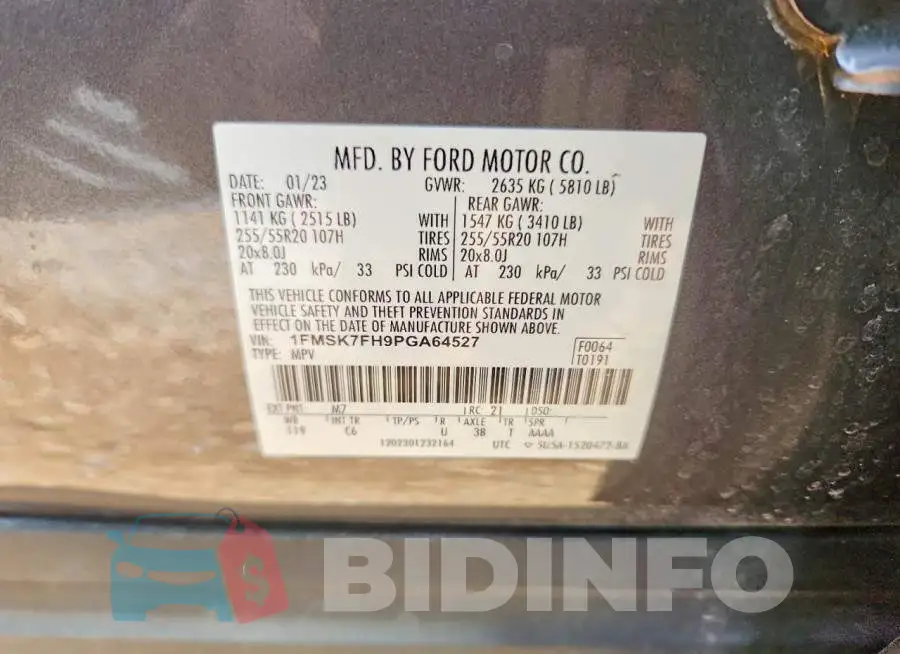 1FMSK7FH9PGA64527 Photo# 14
