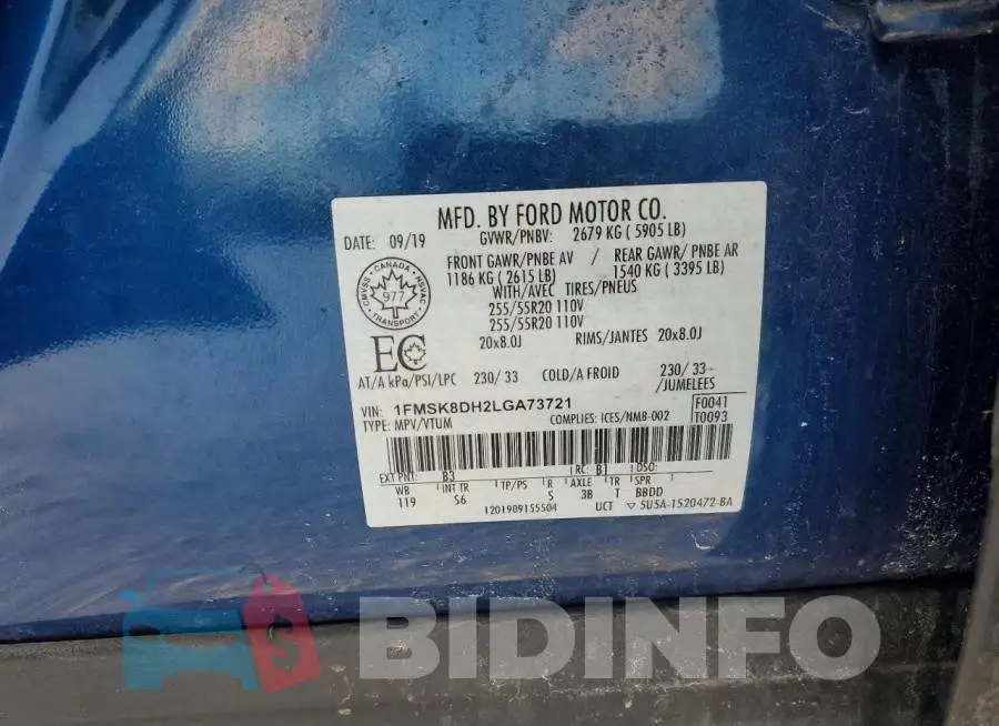 1FMSK8DH2LGA73721 Photo# 13