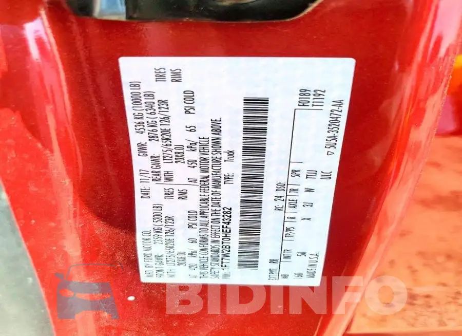 1FT7W2BT0HEF43282 Photo# 12
