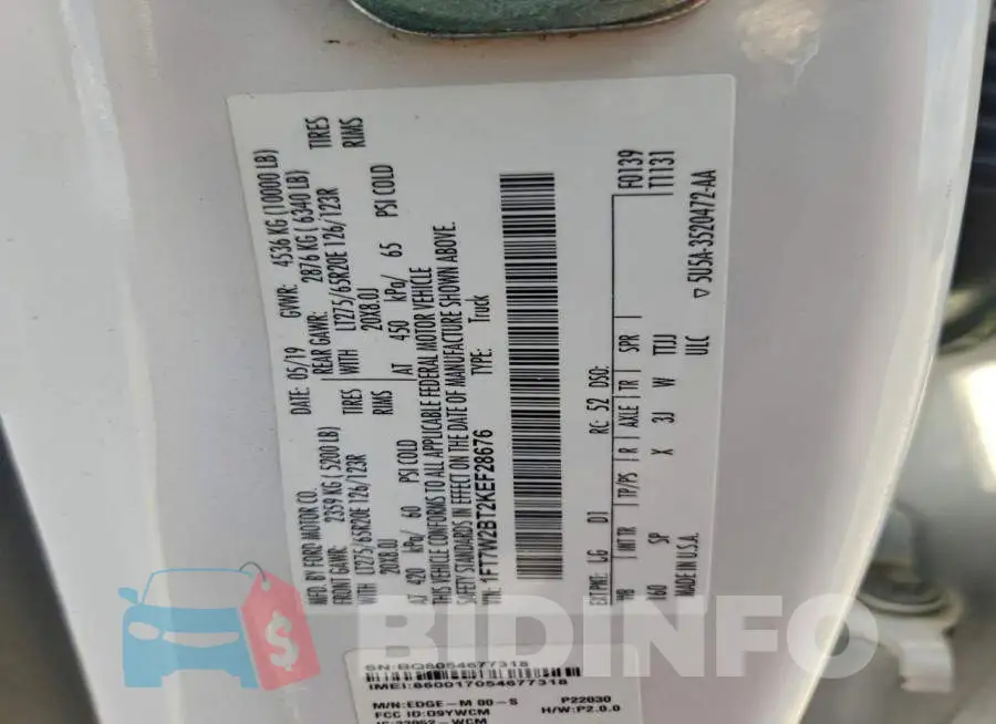 1FT7W2BT2KEF28676 Photo# 13