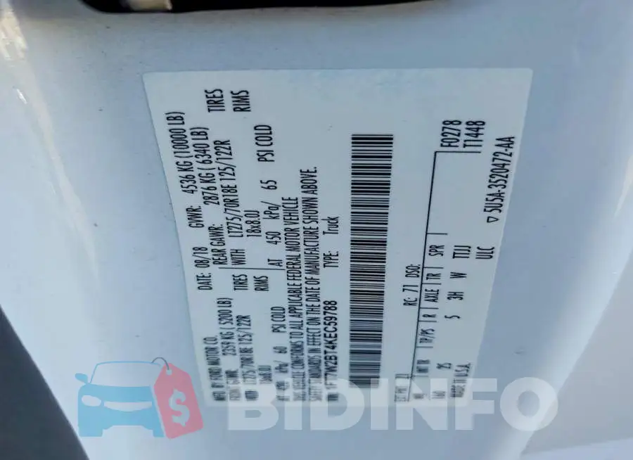 1FT7W2BT4KEC59788 Photo# 13
