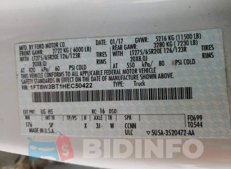 1FT8W3BT1HEC50422 Photo# 10
