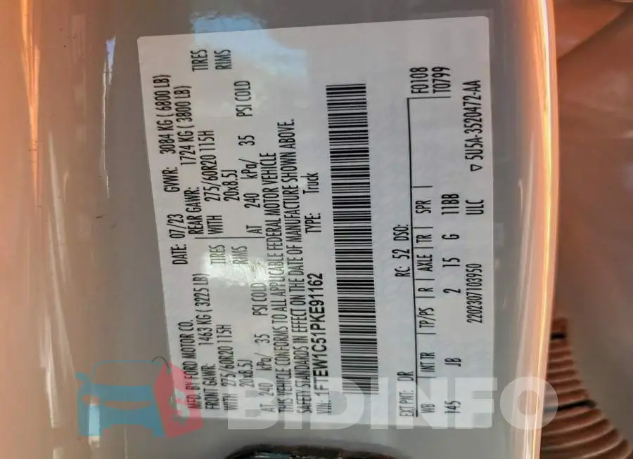 1FTEW1C51PKE91162 Photo# 12