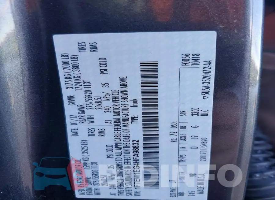 1FTEW1EG4HFA98832 Photo# 12