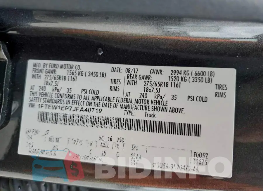 1FTEW1EP7JFA40719 Photo# 12