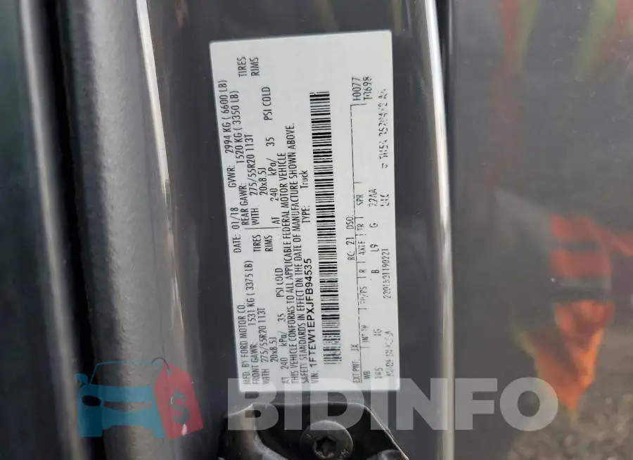 1FTEW1EPXJFB94535 Photo# 11