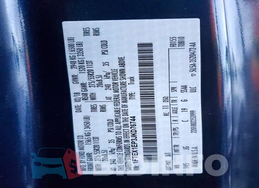 1FTEX1EP3JKD76744 Photo# 12