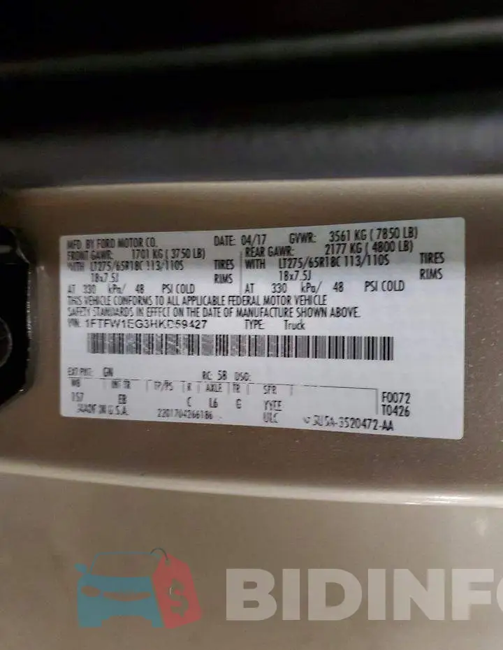 1FTFW1EG3HKD59427 Photo# 12