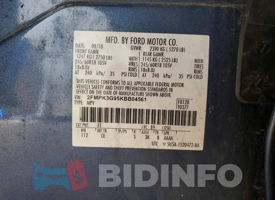 2FMPK3G95KBB04561 Photo# 13