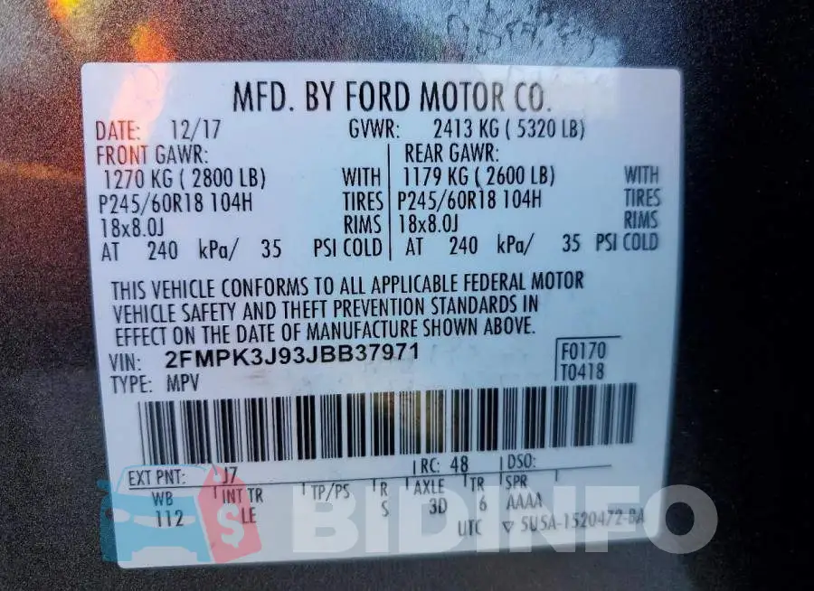 2FMPK3J93JBB37971 Photo# 14