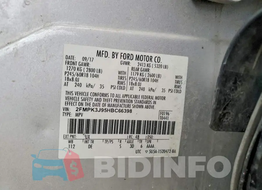 2FMPK3J95HBC66398 Photo# 13