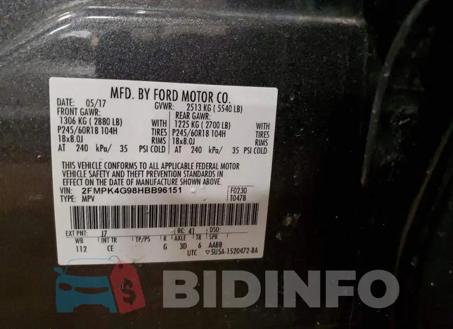 2FMPK4G98HBB96151 Photo# 13