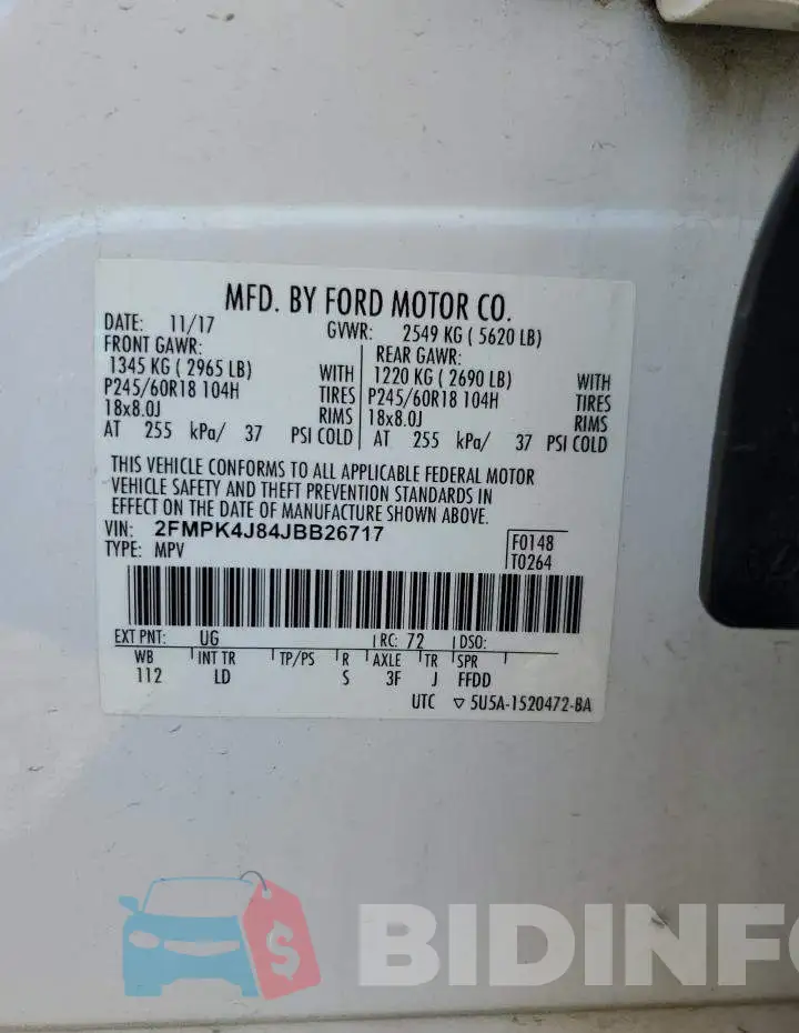 2FMPK4J84JBB26717 Photo# 13