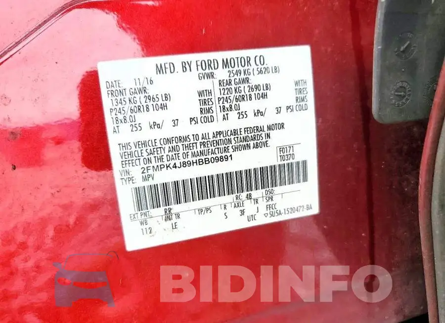 2FMPK4J89HBB09891 Photo# 12