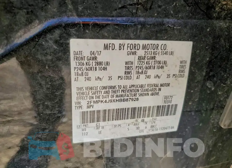 2FMPK4J9XHBB87928 Photo# 12