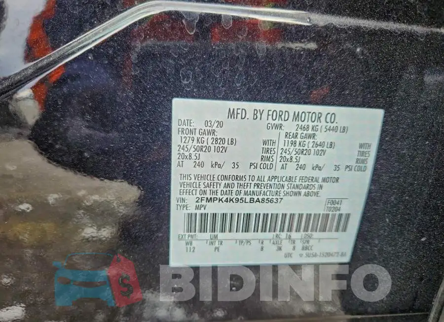 2FMPK4K95LBA85637 Photo# 13