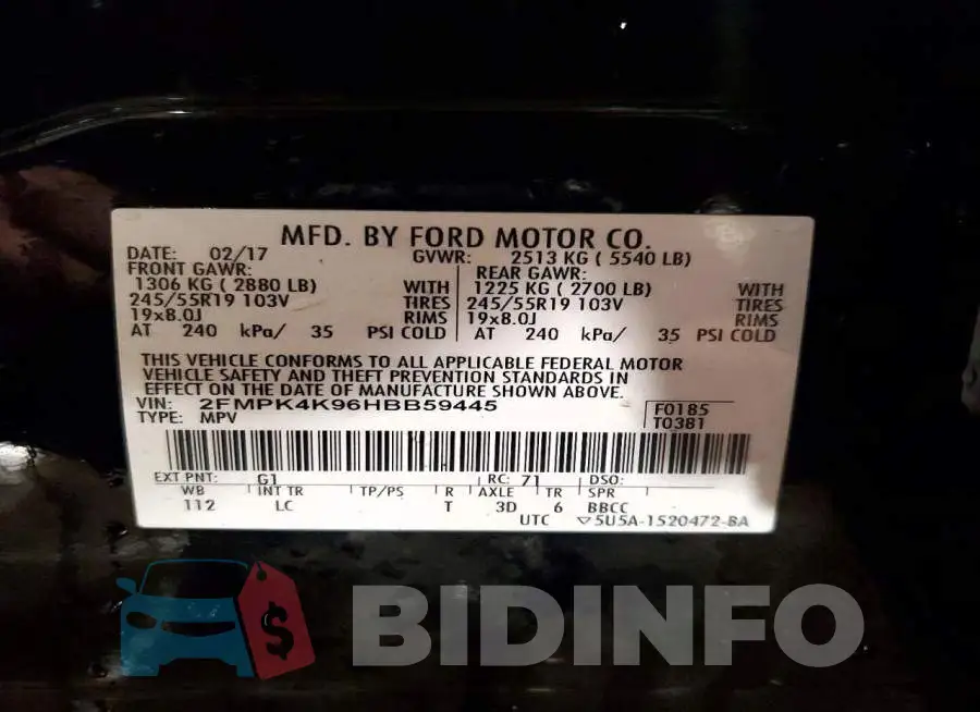 2FMPK4K96HBB59445 Photo# 13