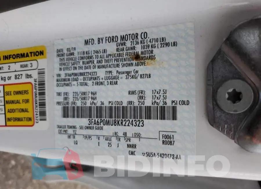3FA6P0MU8KR224323 Photo# 12