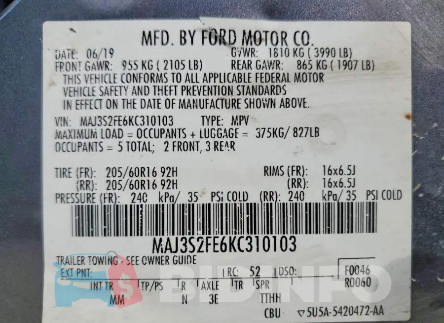 MAJ3S2FE6KC310103 Photo# 13