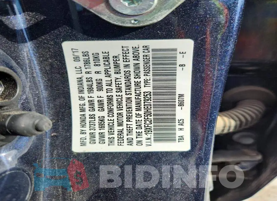 19XFC2F50HE079253 Photo# 13