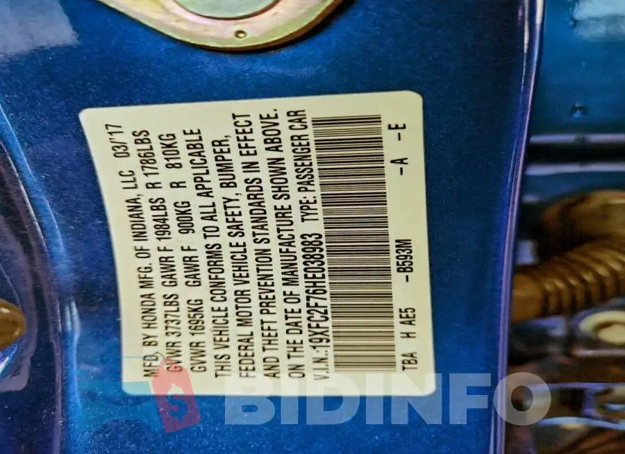 19XFC2F76HE038983 Photo# 12