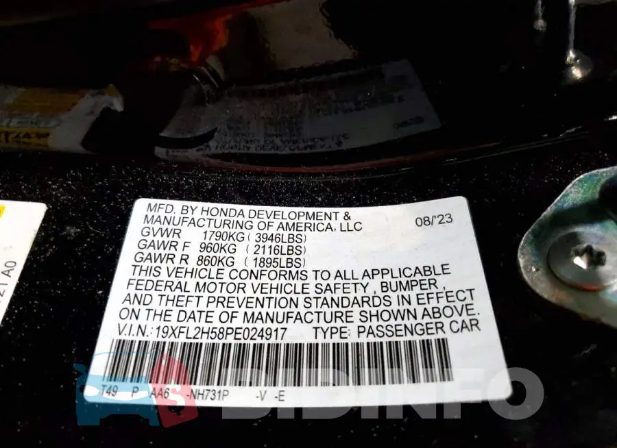 19XFL2H58PE024917 Photo# 12