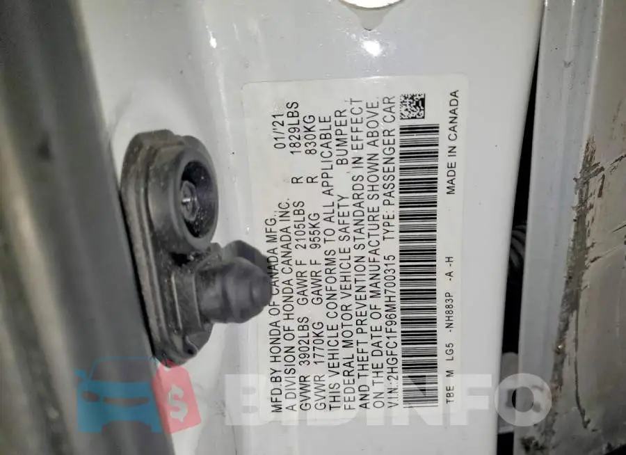 2HGFC1F96MH700315 Photo# 12