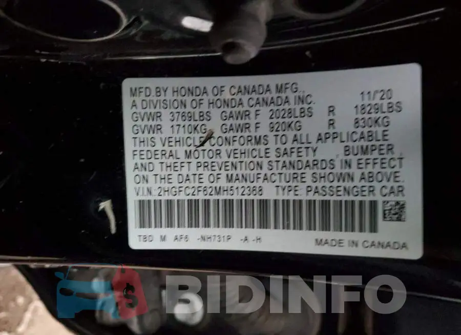 2HGFC2F62MH512368 Photo# 12