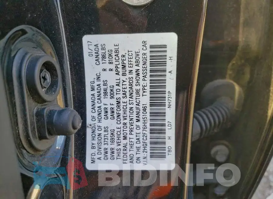 2HGFC2F76HH510461 Photo# 13