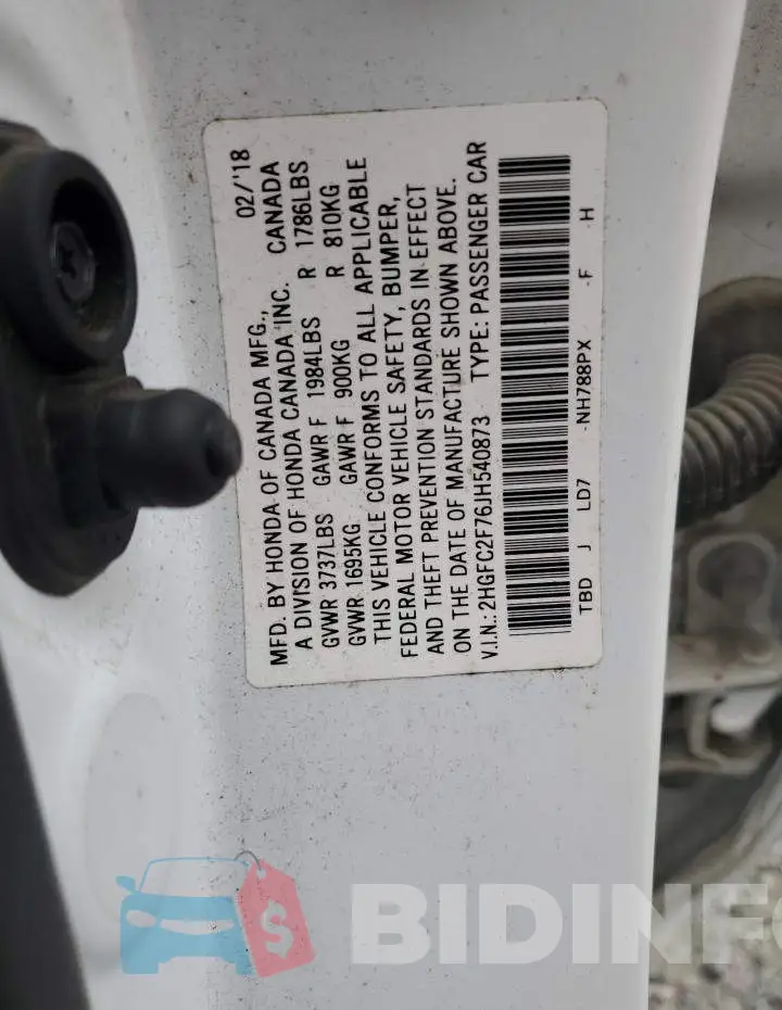 2HGFC2F76JH540873 Photo# 13