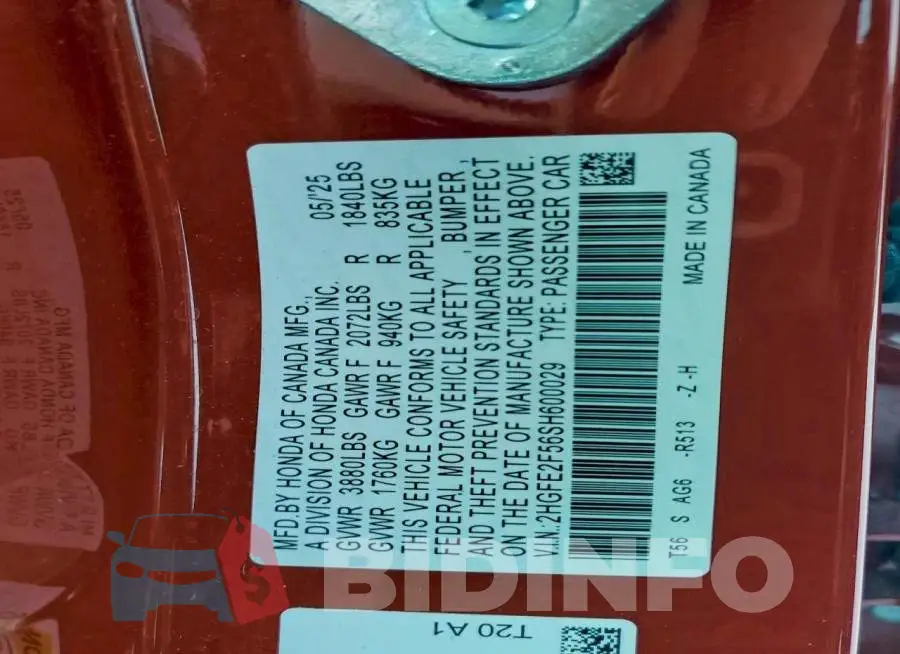2HGFE2F56SH600029 Photo# 12