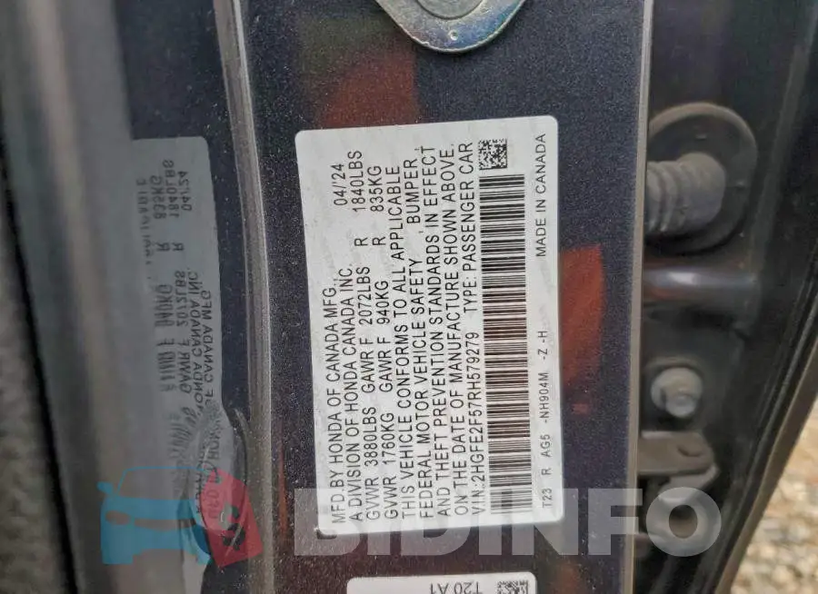 2HGFE2F57RH579279 Photo# 13