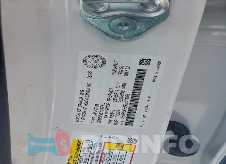 2HKRS6H99TH211065 Photo# 13