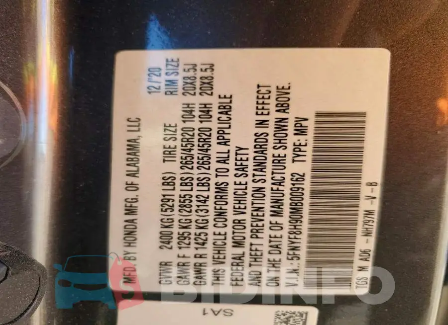 5FNYF8H90MB009162 Photo# 13
