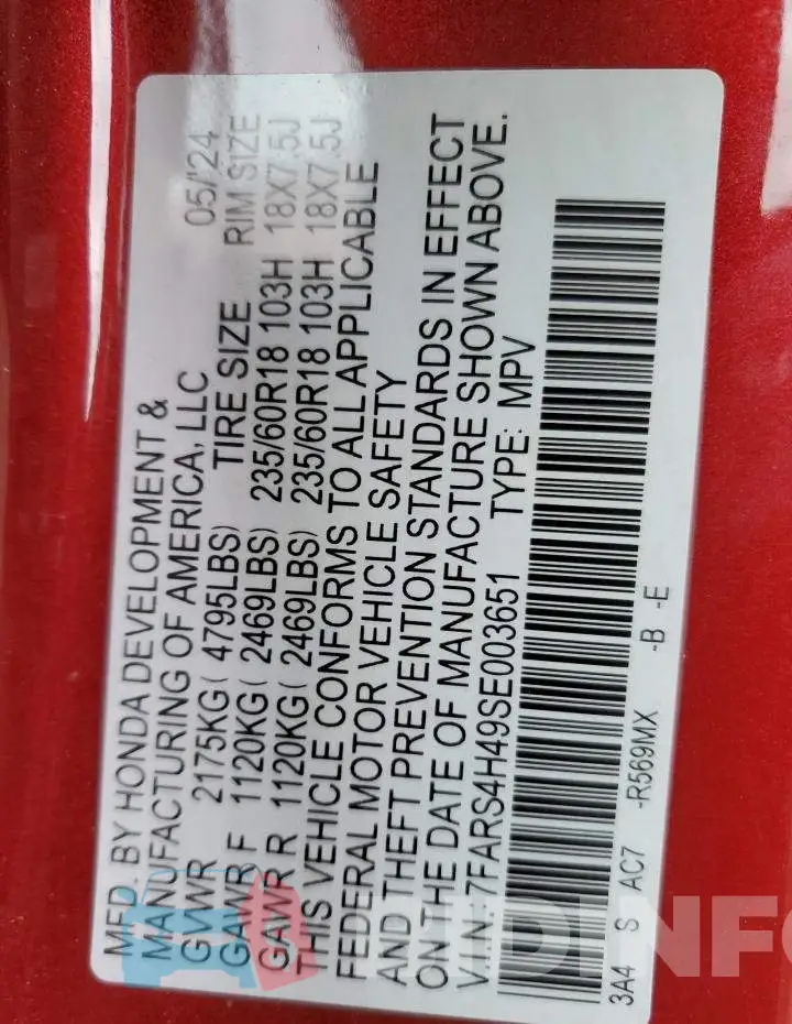 7FARS4H49SE003651 Photo# 13
