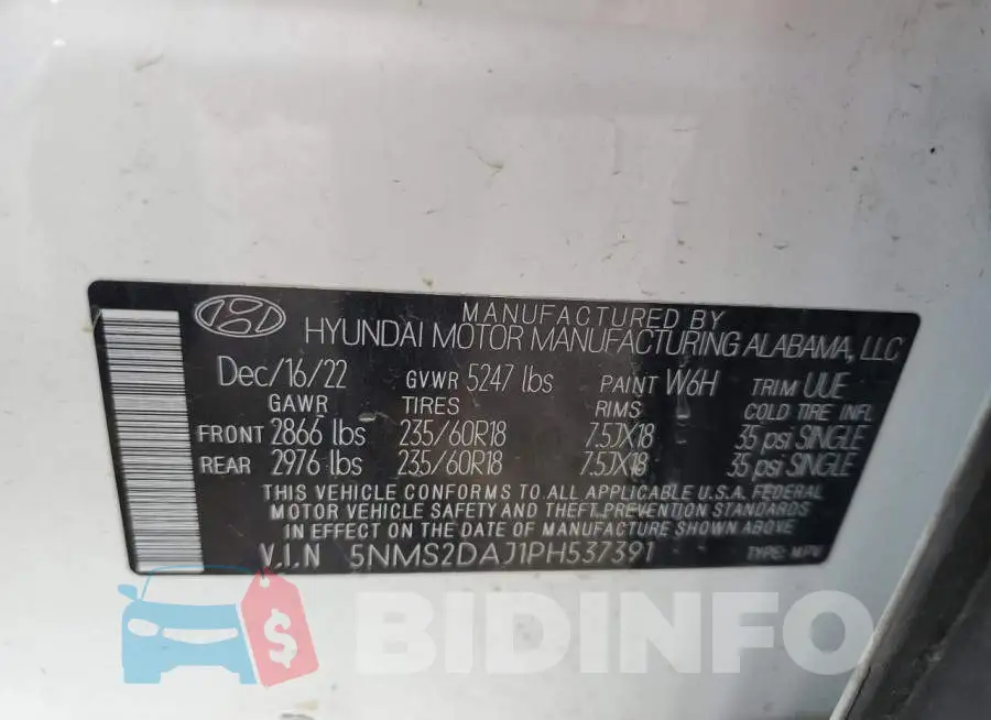 5NMS2DAJ1PH537391 Photo# 13