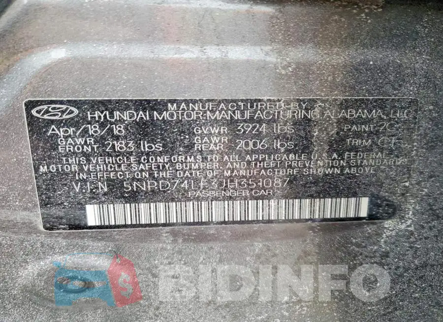 5NPD74LF3JH351087 Photo# 12