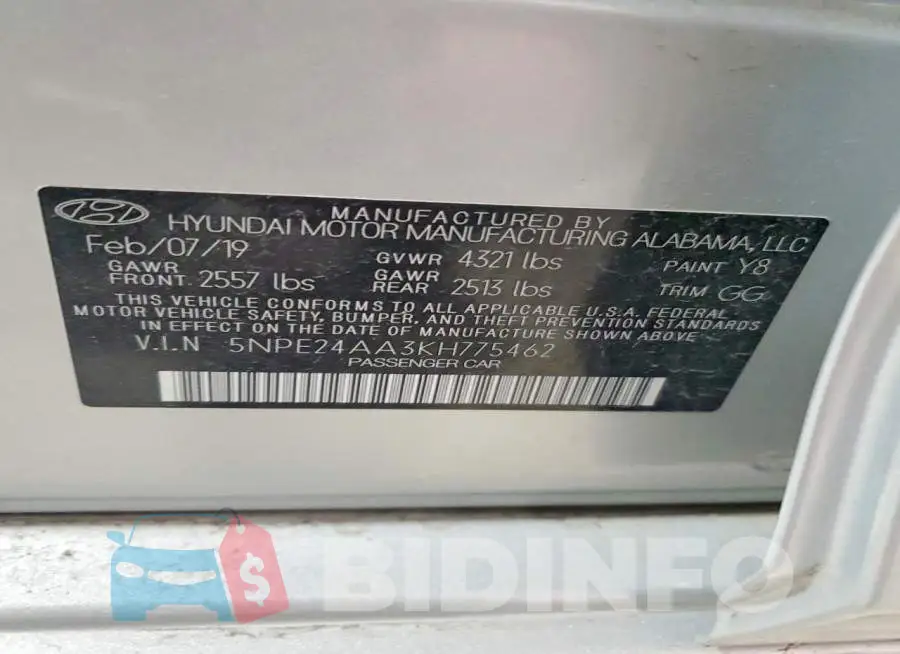 5NPE24AA3KH775462 Photo# 12