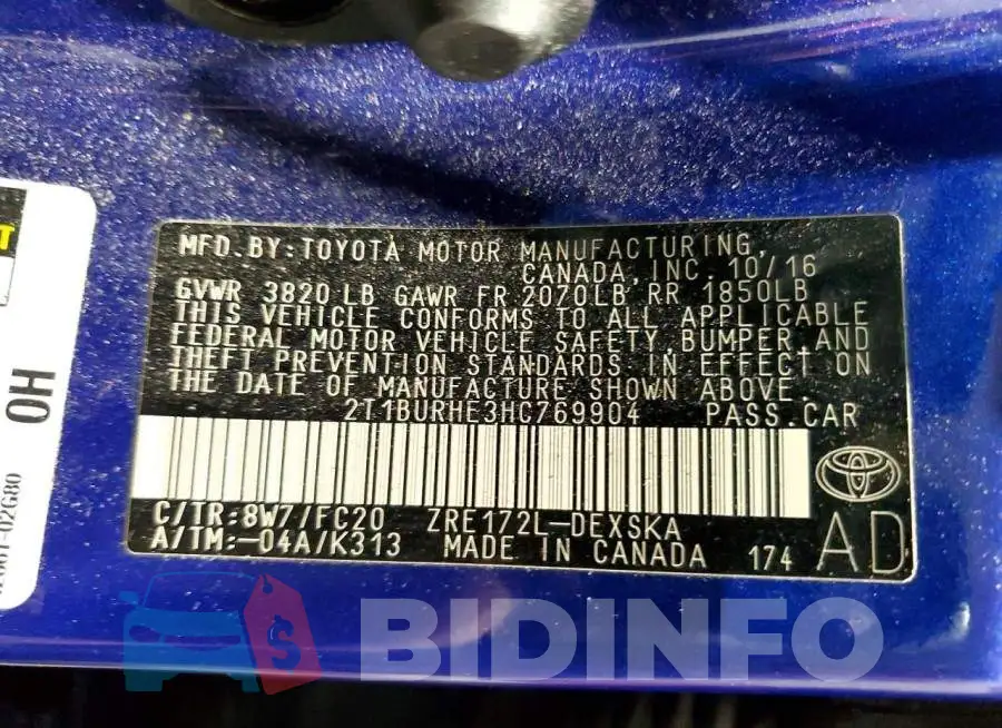 2T1BURHE3HC769904 Photo# 12